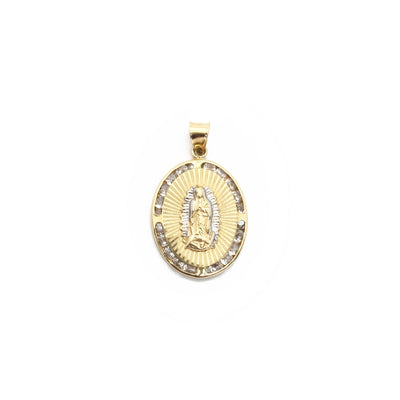 Our Lady of Guadalupe Oval CZ Pendant (14K) front - Lucky Diamond - New York