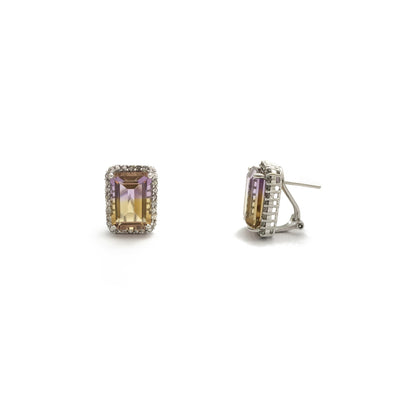 Alexandrite and White Sapphire Halo Stud Earrings (14K) main - Lucky Diamond - New York