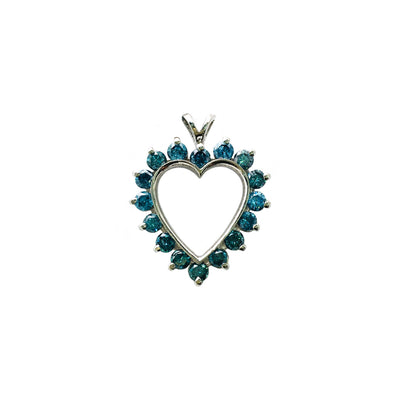 Blue Diamond Heart Outline Pendant (14K) front - Lucky Diamond - New York