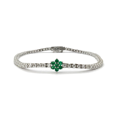 Green Bloom CZ Tennis Bracelet (14K) front - Lucky Diamond - New York