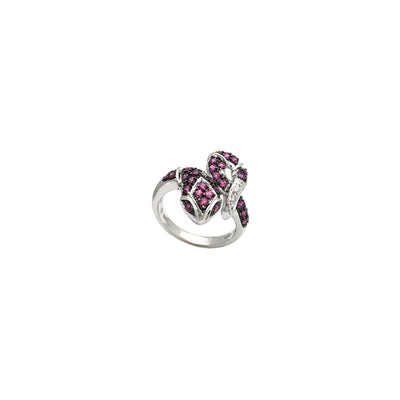 Pink Sapphire Cascabel Rattlesnake Ring (14K) front - Lucky Diamond - New York