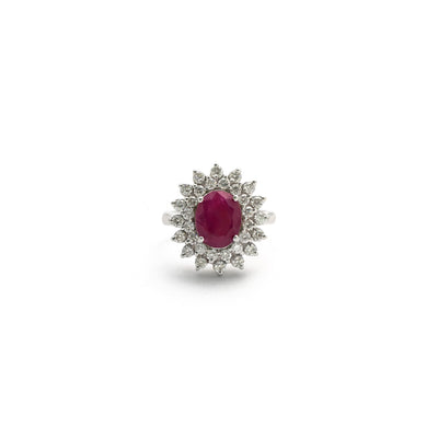 Ruby Diamond Sunburst Ring (14K) front - Lucky Diamond - New York