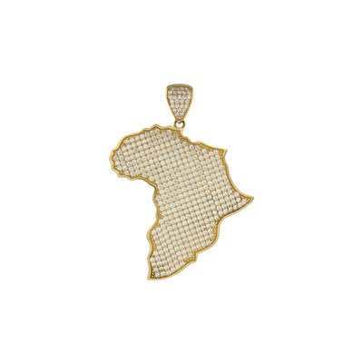 Africa Map CZ Iced-Out Pendant (14K) front - Lucky Diamond - New York