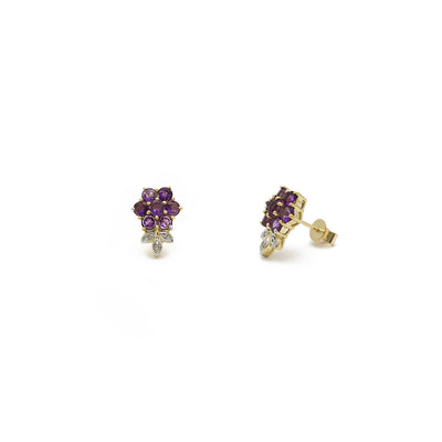 Amethyst Flower Stud Earrings (14K) main - Lucky Diamond - New York