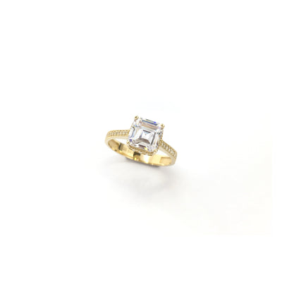 Asscher CZ Milgrain Ring (14K) front - Lucky Diamond - New York