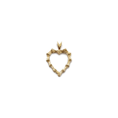 Bamboo Heart Outline Pendant (14K) front - Lucky Diamond - New York