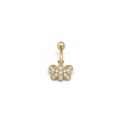 Butterfly CZ Navel Ring Yellow Gold (14K) - front - Lucky Diamond - New York