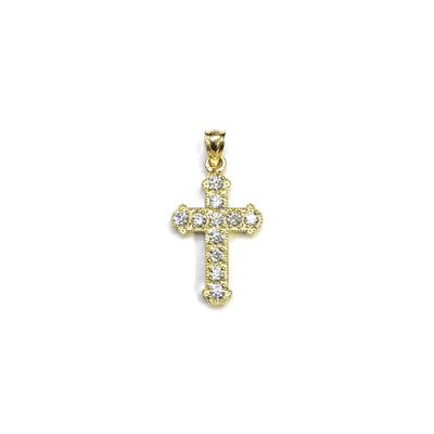 Cross of Lazarus CZ Milgrain Pendant (14K) front - Lucky Diamond - New York
