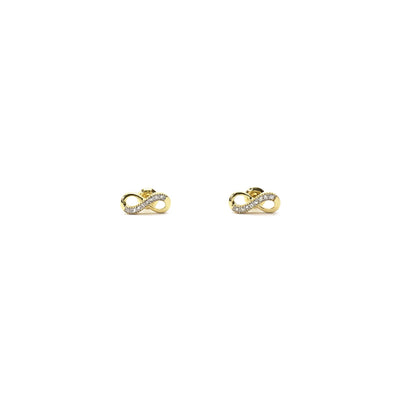 Diamond Infinity Stud Earrings yellow (14K) front - Lucky Diamond - New York