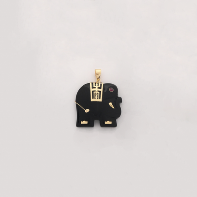 Elephant Black Onyx Pendant (14K) - Lucky Diamond New York