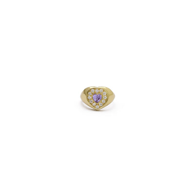 Haloed Heart Gemstone Ring (14K) front - Lucky Diamond - New York