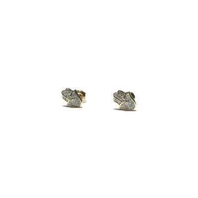Hamsa Small Diamond Stud Earrings (14K) angle 1 - Lucky Diamond - New York