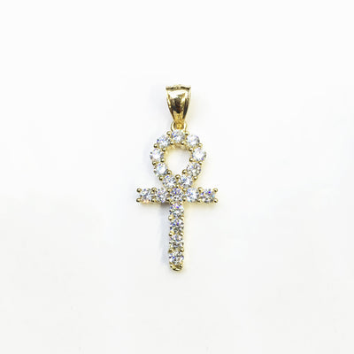 Iced Out Ankh CZ Pendant (14K) front - Lucky Diamond - New York