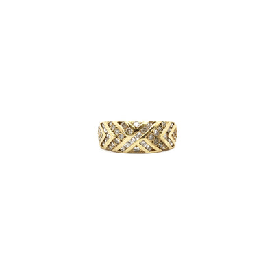 Multi-Diamond Crossover Ring (14K) front - Lucky Diamond - New York