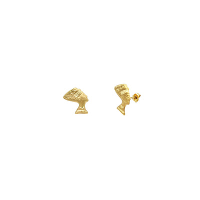 Nefertiti Head Stud Earrings (14K) front - Lucky Diamond - New York