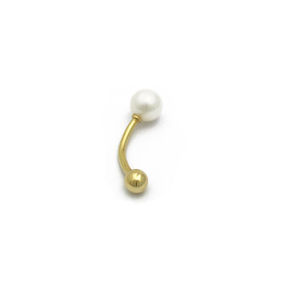 Pearl Curved Barbell Piercing (14K) front - Lucky Diamond - New York