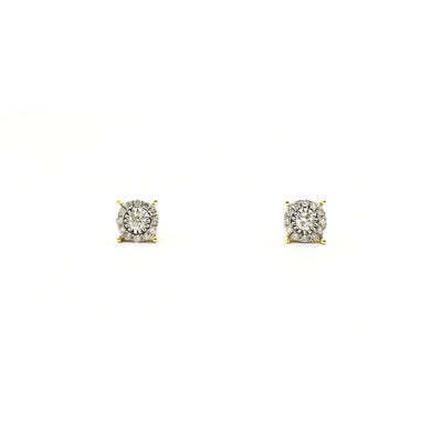 Round Diamond Halo Stud Earrings (14K) front - Lucky Diamond - New York