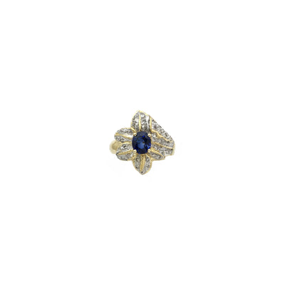 Sapphire and Diamond Flower Silhouette Ring (14K) front - Lucky Diamond - New York
