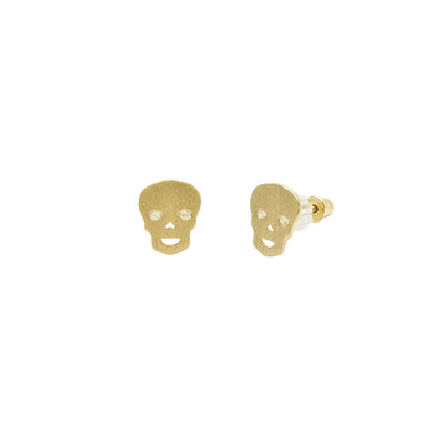 Skull Head Stud Earrings (14K) front - Lucky Diamond - New York