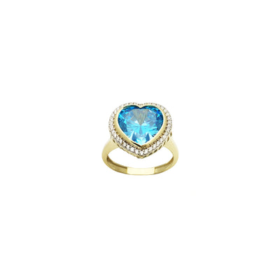 Sky Blue Heart CZ Halo Ring (14K) front - Lucky Diamond - New York