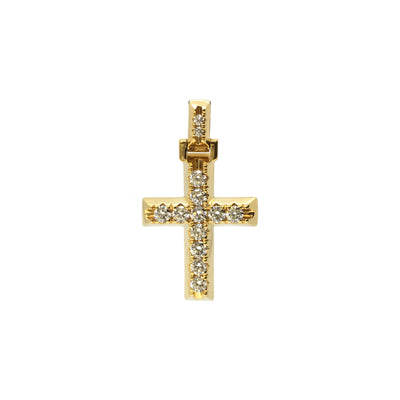 Tridimensional Diamond Cross Pendant (14K) front - Lucky Diamond - New York
