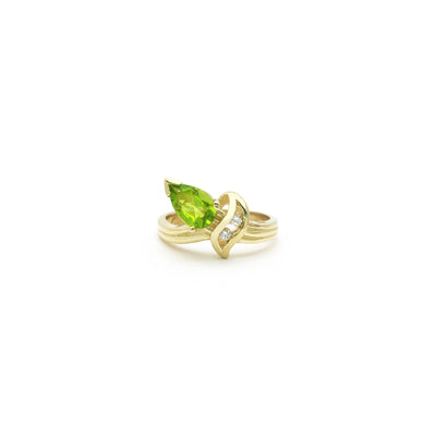 Vintage Embracing Leaf CZ Ring (14K) front - Lucky Diamond - New York