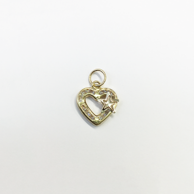 Heart Frame and Star CZ Pendant (14K) front - Lucky Diamond - New York