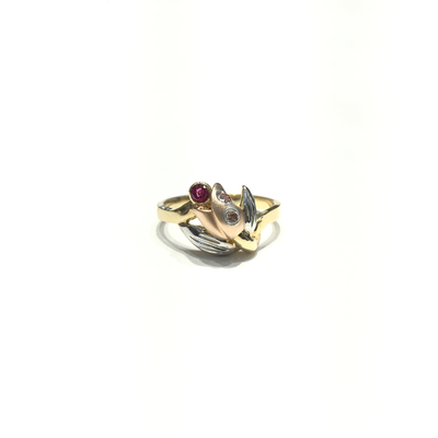 Tricolor Tulip CZ Ring (14K) front - Lucky Diamond - New York