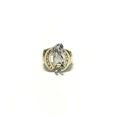 Horseshoe Amulet CZ Ring (14K) front - Lucky Diamond - New York
