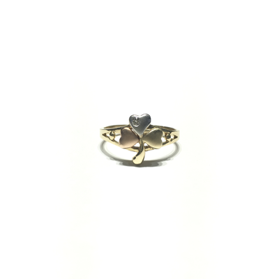 Tri-Color Clover CZ Ring (14K) front - Lucky Diamond - New York
