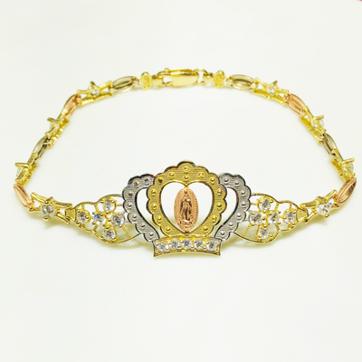 Our Lady of Guadalupe Tri-Color Bracelet (14K) - Lucky Diamond