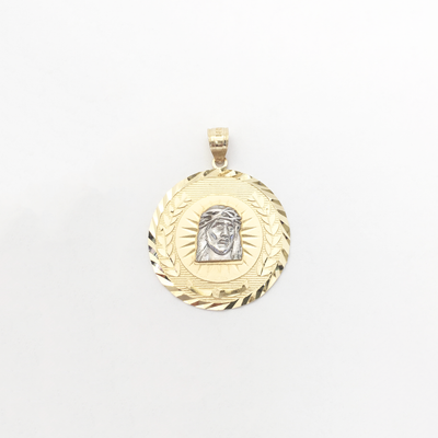 Jesus Head Diamond Cut Medallion Pendant (14K) front - Lucky Diamond - New York