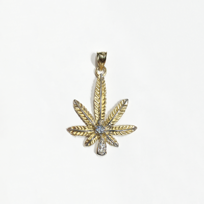 Cannabis Leaf CZ Two-Tone Pendant (14K) - Lucky Diamond - New York