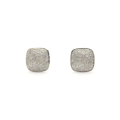 Diamond Cluster Cushion Stud Earrings (14K) front - Lucky Diamond - New York