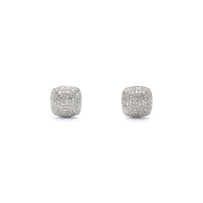 Diamond Cushion Dome Stud Earrings (14K) front - Lucky Diamond - New York