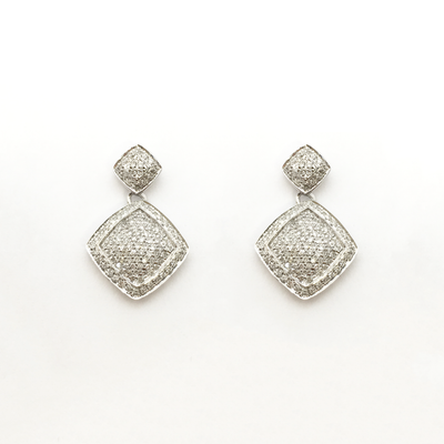 Diamond Rhombus Dangling Earrings (14K) front - Lucky Diamond - New York