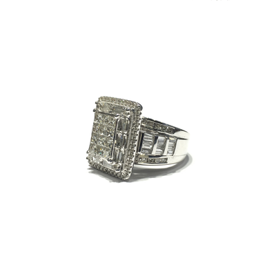 Princess Cut Diamond Cluster Engagement Ring (14K) side - Lucky Diamond - New York