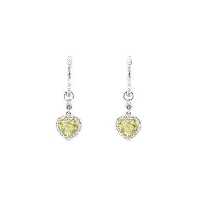 Yellow Heart Diamond Dangling Earrings (14K) front - Lucky Diamond - New York