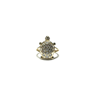 April Birthstone Turtle CZ Ring (14K) front - Lucky Diamond - New York
