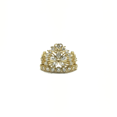 April Birthstone Floral Crown CZ Ring (14K) front - Lucky Diamond - New York