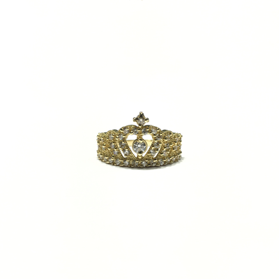 April Birthstone Queen Crown CZ Ring (14K) front - Lucky Diamond - New York
