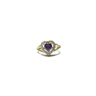 Bordered Purple Heart CZ Ring (14K) front - Lucky Diamond - New York