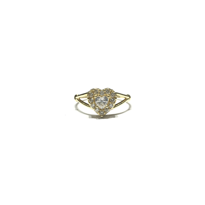 Bordered White Heart CZ Ring (14K) front - Lucky Diamond - New York