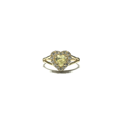 Bordered Yellow Heart CZ Ring (14K) front - Lucky Diamond - New York