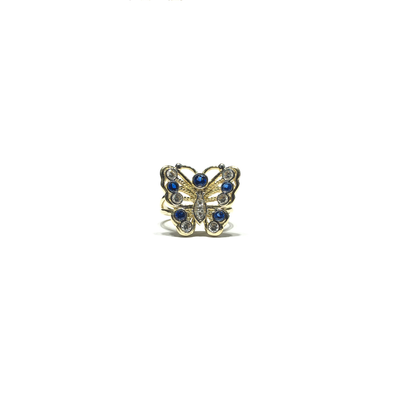 Butterfly Blue and White CZ Ring (14K) front - Lucky Diamond - New York