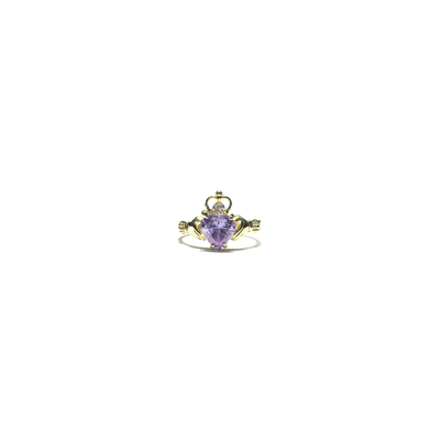 Claddagh Light Purple Heart CZ Ring (14K) front - Lucky Diamond - New York
