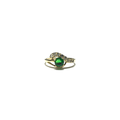 Dark Green Eye CZ Ring (14K) front - Lucky Diamond - New York