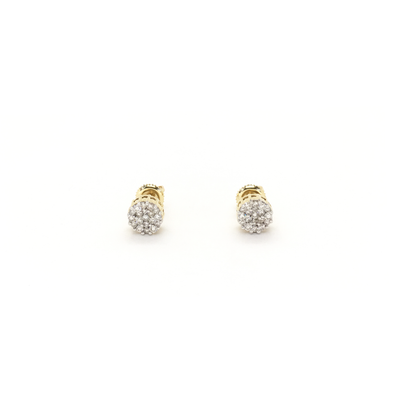 Diamond Cluster Stud Earrings Yellow (14K) front - Lucky Diamond - New York