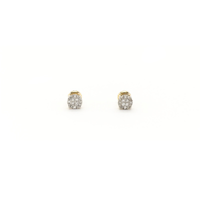 Diamond Flat Cluster Prong Stud Earrings (14K) front - Lucky Diamond - New York