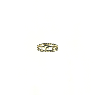 Double Dolphins Braided Ring (14K) front - Lucky Diamond - New York